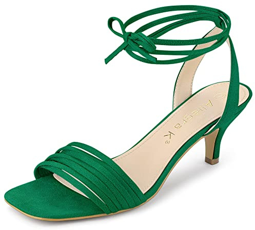 Allegra K Donna Tacco gattino Pizzo Sandali con tacco in camoscio, Lyndee, 38 EU