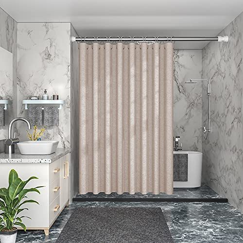 Lkw Ogechi 180 x 220 cm linne vattentätt duschdraperi, mögelbeständigt extra långa tunga duschgardiner, linne vattentåligt duschdraperi med viktad fåll för våtrum (beige)