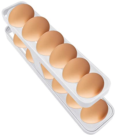 1 récipient de rangement pour œufs, étagère à œufs pour réfrigérateur, bac à œufs, accessoire de cuisine pour le stockage des œufs au réfrigérateur, blanc