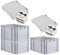 PROREGAL SuperSparSet 3x Eurobox NextGen Grip mit Scharnierdeckel und schwarzen Schiebeschnappverschlüssen, HxBxT 32x40x60cm, 65 L, Grau, Griffe geschlossen, Eurobehälter, Transportbox