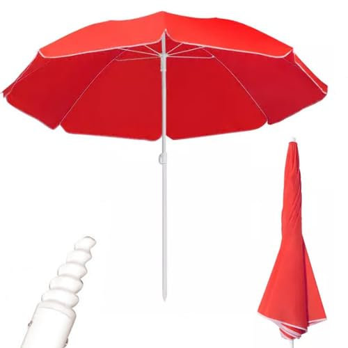 Ombrellone da Spiaggia per Esterno e Giardino Diametro 180 cm,con trivella, Pieghevole, Protezione Solare Anti Raggi,Colore Casuale con Borsa di Trasporto
