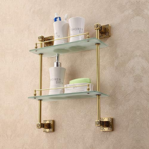 CAFIEDR Bathroom Glass Shelf, Wall-mounted Mirror Front Storage Rack Double Washstand for Bath Shower Room Hotel Kitchen bathroom shelf glass
