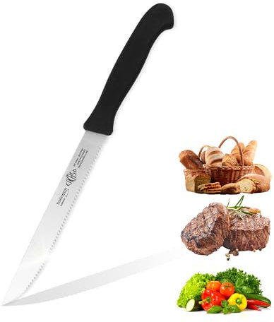 EIKASO Solingen Germany Universalmesser mit Wellenschliff 15cm Allzweckmesser Haushaltsmesser rutschfest für den täglichen Gebrauch - für Fleisch Gemüse Obst geeignet rostfrei