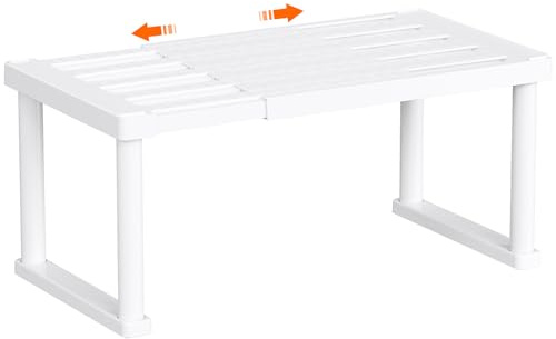 Lifewit Ripiani Cucina Salvaspazio, Set di 1 Scaffale Organizer Mensole Cucina Espandibili, Organizer Cucina Divisorio, Ripiano Armadio Interno, Saccessori Porta Spezie per Cucina, Bianco