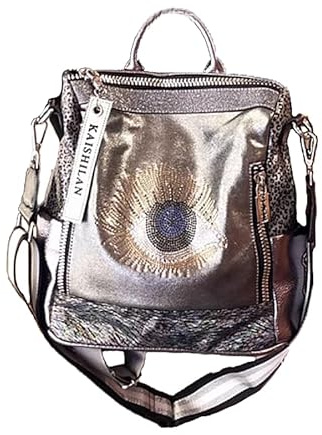 XINYASEE Sac à dos pour dames, nouveau sac à dos à la mode, sac à dos de voyage multifonctionnel de style étranger, résistant à l'eau et à l'usure, adapté aux articles de voyage essentiels. (Argent)