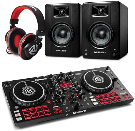 Numark Mixtrack Pro FX DJ Controller and M-AUDIO BX3 Pair Studio Monitors with Headphones for Studio Recording, Music Production, Podcasting, Streaming