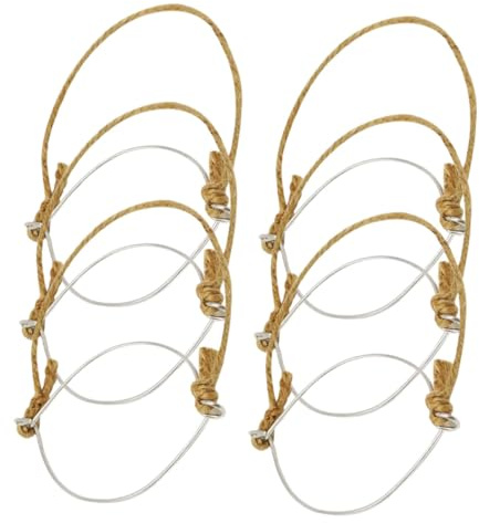 WEKADRIN 6piezas Tiradores De Alambre Para Tarros Con Cuerda De Arpillera Vintage Asas De Acero Inoxidable Para Colgar Botes De Conserva Para Decoración Solar y Manualidades