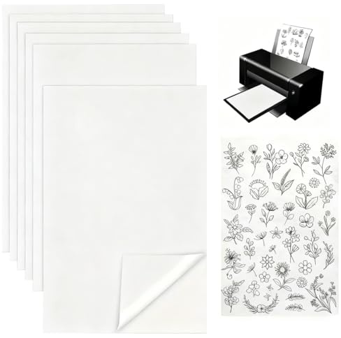 6 stabilisateur de broderie autocollant, papier à broder imprimable hydrosoluble, convient pour l'impression ou le dessin de motifs, la broderie à la main et à la machine