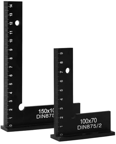 Vaskula 2 Pièces Equerre Menuisier 90° Équerres de Butée avec Échelle de Mesure (cm) Equerre Charpentier Dimensions 100 x 70mm et 150 x 100mm Set Tracage Menuisier pour Machines Précision
