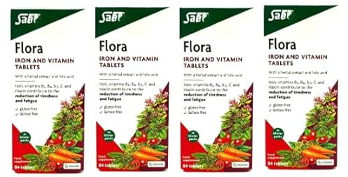 Iron and Multivitamin in Blister Packs, Gluten-Free, Lactose-Free, Vegan, Food Supplement, Since 1916, 84 Tablets, Multipkack 4X, 336 Tablets per Order