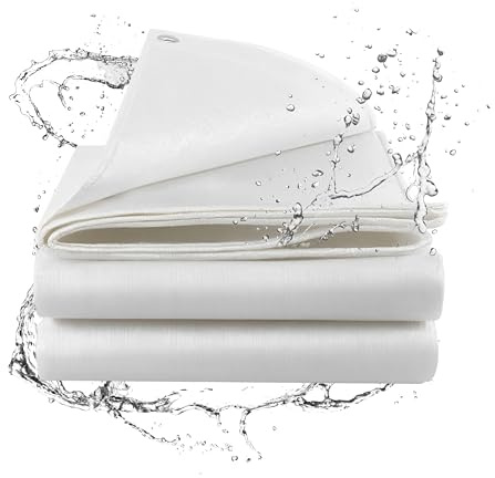 SUMORISE Bâche de Protection imperméable, 100 g, 4.6 x 4.6M Couverture de Protection Polyvalente, résistante à la déchirure et à la décoloration, résistante aux UV, avec Bords renforcés, pour Camping