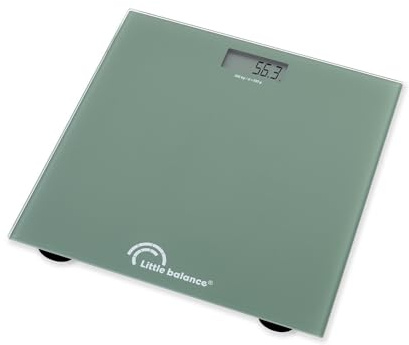 LITTLE BALANCE 3015 Starty, elektronisk personvåg, automatisk start, LCD-display, 4 högprecisionssensorer, extra platt, härdat glas, 180 kg/100 g, kaktusgrön