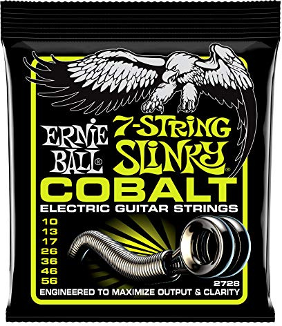Ernie Ball Regular Slinky Cobalt - Cuerdas para guitarra eléctrica de 7 cuerdas, cobalto, calibre 10-56