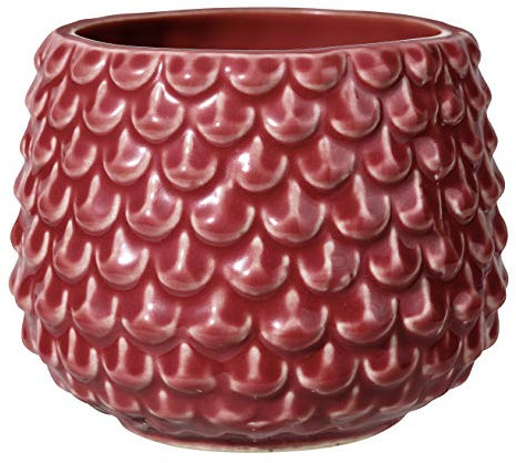 Bloomingville Pinecone, vaso da fiori decorativo per interni, stile retrò, creativo, S (9,5 cm ø), rosso, ceramica