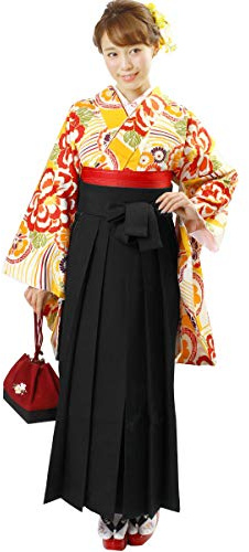 Fuuka-Kimono Women Hakama Skirt Single Item Andon 05 Black M Size
