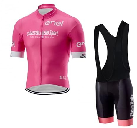 SGCIKER Tour of Italia Pro Team rosa maglia da ciclismo set for uomini, manica corta abbigliamento ciclismo bici pantaloncini con bretelle set gel pad (M)