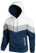 Hoodie Herren Pullover Sweatshirt Farbblock Vlies Langarm Kapuzenpullover Sweatjacke mit Tasche weiß Grau Blau XXL