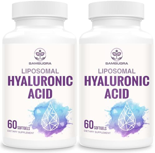 Sambugra Liposomal Hyaluronic Acid 1000mg, High BioavailabilityHyaluronic Acid Capsules, Dietary Supplement Support Skin and Bones, 120 Capsules (Pack of 2)