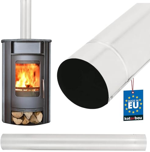 KOTARBAU® skorstensrör 1 m Ø 120 mm rökrör av stålplåt silver rostfritt avgasrör för eldstad effektiv förbränningsgas avledning skorsten kaminrör