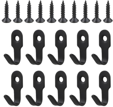 NiceLand 10 Pièces Crochets Simples Noir Crochet Manteau Mural Crochet en Acier Inoxydable Rétro Mini Patère Crochet a Visser avec 10 Vis pour Porte, Mur, Salle de Bain, Cuisine