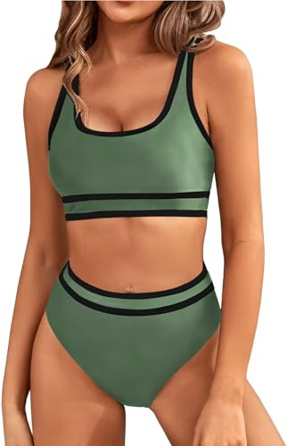 Genfien Traje de Baño para Mujer Conjunto de Bikini Push Up Cintura Alta Bikini Sexy Control de Vientre de Bikini Deportivo