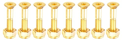 PATIKIL Kit de Quincaillerie pour Skateboard 1-1/8, 8 Pièces en Acier au Carbone de Qualité 8.8 Ensemble de Vis et Écrous de Montage pour Skateboard Cruiser, Doré