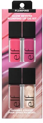 Glow Reviver Plumping Lip Oil Kit, Nourishing Tinted Lip Oils For A High-shine Finish, Infused With Jojoba Oil, Vegan & Cruelty-free, 4 Shades