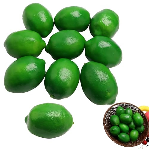 Nucalt 10 pcs Alimento artificiale di frutta finta al limone per la casa Cucina da casa Decorazione Decorazione per feste Esposizione realistica（verde）