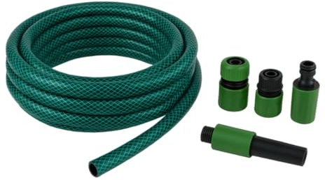 Kinzo Kit tuyau d'arrosage de 30 m – Tuyau d'arrosage 14 mm (1/2) max. 6 bar – Avec 3 raccords et 1 pièce de pulvérisation – Convient pour arroseurs de jardin – Vert