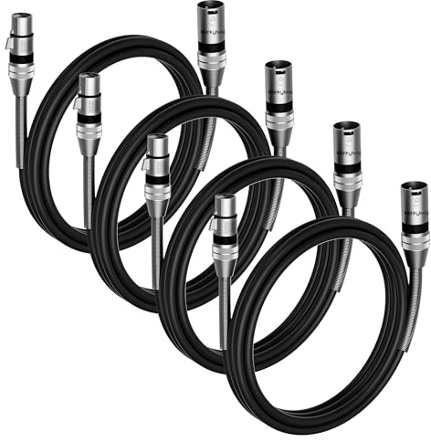 Werkybay 3-polig XLR-kabel 1m (4 stycken), kontakt till uttag XLR-adapter, symmetrisk mikrofonkabel förlängningskabel för mikrofon, podcast, scen, studio, högtalare, mixer, förstärkare etc.