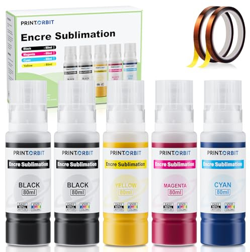 PRINTORBIT Encre Sublimation Compatible pour Epson ET-1810 ET-2861 ET-2810 ET-2856 ET-2865 ET-2870 ET-2860 ET-2861 ET-2862 ET-2864 ET-2871 F100,Encre De Sublimation pour Eco Tank ET-2815