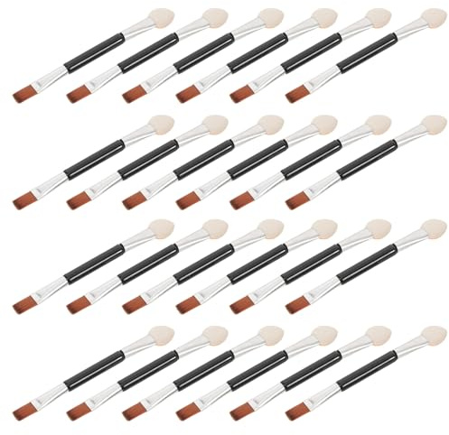 FOMIYES 30 Piezas Pincel de Sombra de Ojos de Doble Punta Pincel para Sombras de Ojos con Tubo de Aluminio Plateado Viajes