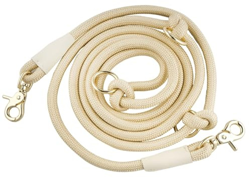8.5 ft Nylon Rope Hands Free Dog Leash for Running Small Medium Large Dogs, Waist Leash for Dog Walking, Adjustable Crossbody Shoulder Lead (Gold, 8.5FT x 10mm)