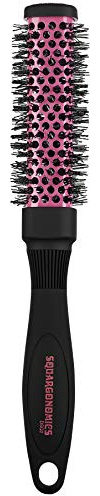 Denman Rund-Haar-Bürste Squargonomics, für schnelles/schonendes Föhnen/Glätten kurzer Haare, gewellte Nylonborsten, Durchmesser 25 mm, pink