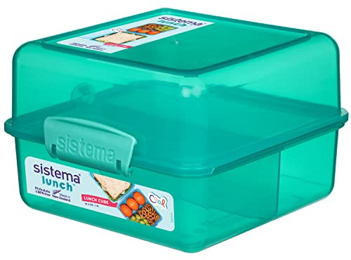 Sistema Lunch Box with Compartments | 1.4 L Lunch Cube | Food Storage Container with Lid | BPA-Free | Assorted Colours (Not Selectable)