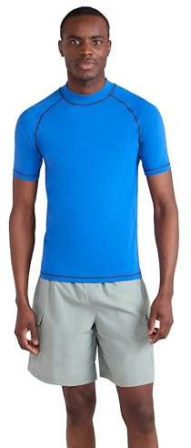 Mountain Warehouse Mens UV Rash Vest - Lightweight, Quick Drying & Stretchy T-Shirt with UPF 50+ & Flat Seams - for Spring Summer, Beach, Swimming, Water Sports Blue M