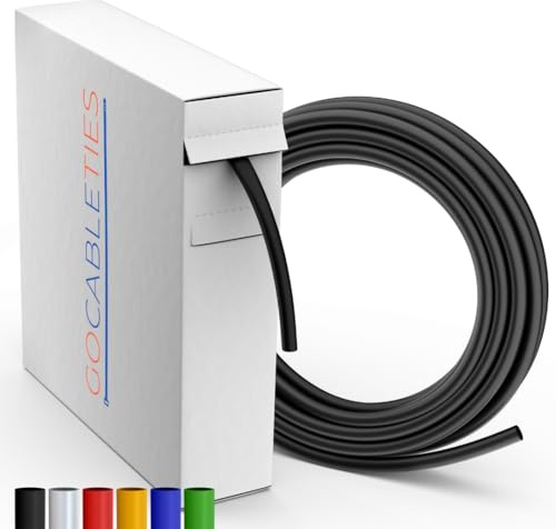 Gocableties - Mini Carrete termoretractil Negro - 12,7 mm x 6 m - Contracción 2:1 - Tubo termoretractil Impermeable para Aislamiento de Cables, Marcado, agrupación de Cables y Reparaciones