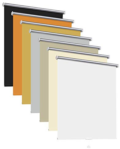 Thermorollo Hitzeschutz Verdunkelungsrollo Springrollo Mittelzugrollo Fenster Rollo 7 Farben Breite 62-242 cm Höhe 175 cm lichtundurchlässig verdunkelnd Beschichtung Silber (232 x 175 cm / Weiß)