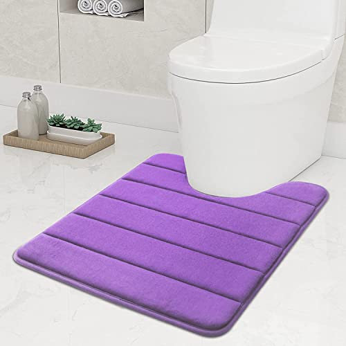 smiry Non-Slip Toilet Mat, Extra Soft U-Shape Pedestal Mat for Toilet, Ultra Absorbent Memory Foam Bathroom Toilet Mat for Floor, Machine-Washable Dry Pedestal Mat Only, 50 x 60 cm, Purple