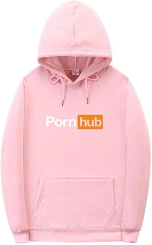 Homme Femme Hoodie Pornhub Ecriture Imprimé Hip Hop Casual Sport Sweat A Capuche Chaud Doublure De Velours Automne Hiver Manche Longue Sweatshirt Pull à Message (Rose, XL)