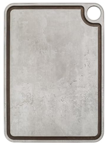 Arcos Planche à découper avec canal et crochet Surface lisse pour hacher les aliments en fibre de cellulose et résine Ustensile de coupe professionnel Planche à servir Couleur Gris 15 x 11