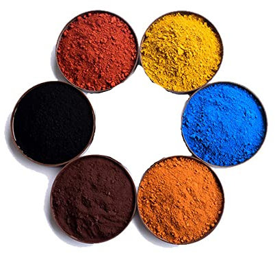 Polvo de óxido de hierro 6 unidades, óxido de hierro negro, óxido de hierro amarillo, óxido de hierro rojo, óxido de hierro azul, óxido de hierro naranja y óxido de hierro marrón, 25 g de cada color