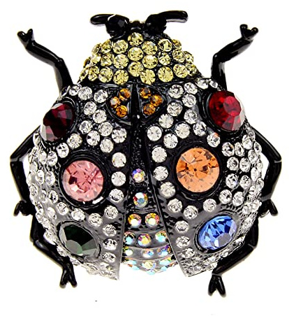 FAMoUsGoods Strass Big Beetle Broches for Femmes Coccinelle Broche Bijoux d'insecte Accessoires de Mode Vintage Cadeau d'épinglette pour Femme (Metal Color : Black)