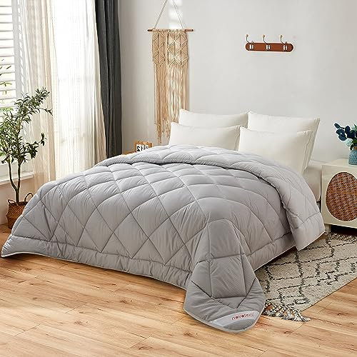 NH NOVOTEXTIL HOGAR Edredón Relleno Nórdico Cama 105 (200x270), Edredón Bicolor de Fibra 350 gr/m² - Nórdico Invierno Suave, Ligero, Reversible y Transpirable (Gris/Gris)
