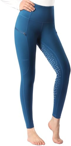 Harrison Howard Pantaloni da Equitazione da Donna con Impugnatura in Silicone, Leggings a Vita Alta, Turchese Blu, M