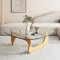 PRITIY Couchtisch Glas Beistelltisch mit Holzrahmen Moderne Wohnzimmertisch Kaffeetisch Glastisch für Wohnzimmer Sofa Coffee Table Wood + Transparent 82 × 57 ×40cm