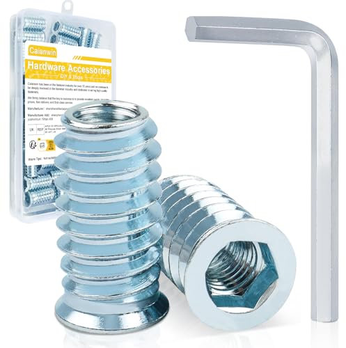 40 Stück Einschraubmutter M8, Caianwin Einschraubmuttern Holz M8 X 20mm Gewindeeinsatz Holzmuttern mit Schraubenschlüss Zinklegierung Hex Innensechskant Mutter Möbelmutter für Holzmöbel