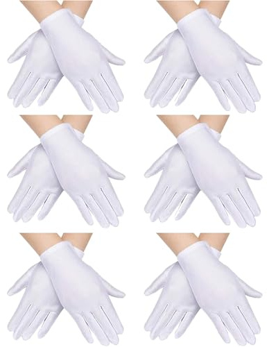 YFHUVB 12 Pairs Kids White Gloves, White Cotton Glove Girls Boys Cosplay Costume Dress Glove, Cotton Gloves for Eczema Kids, Wrist Formal Glovess for Party ﻿