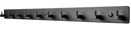 TOJ Living Wandgarderobe - 67CM - 10 Haken - Kleiderhaken - Garderobenhaken - Kleiderhaken wand - Wandgarderobe schwarz - Garderobenstange wandmontage - Wandhaken garderobe - Edelstahl - Schwarz