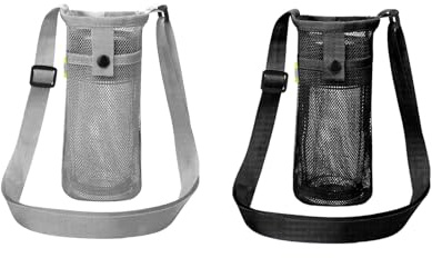 Hoshisea 2 Piezas Portabotellas De Malla con Correa, Botellas De Agua De Malla, Portabotellas De Agua, con Correa De Hombro Ajustable, Correa Ligera para El Hombro, Bolsa De Agua para Niños, Adultos